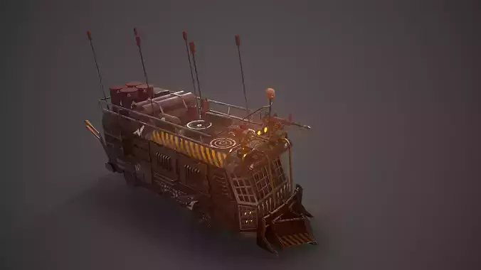 Apocalyptic Bus Modular Pack Low-poly 3D model 6