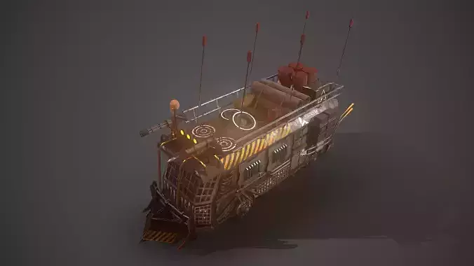 Apocalyptic Bus Modular Pack Low-poly 3D model 4