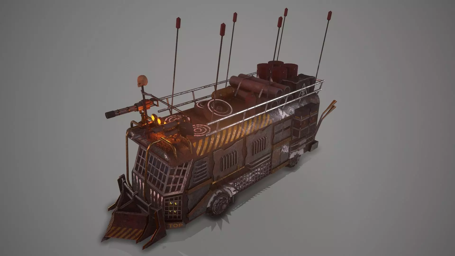 Apocalyptic Bus Modular Pack Low-poly 3D model