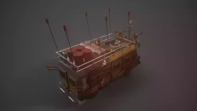 Apocalyptic Bus Modular Pack Low-poly 3D model 5