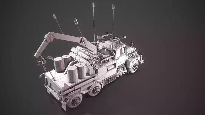 Apocalyptic Crane Modular Pack Low-poly 3D model 7
