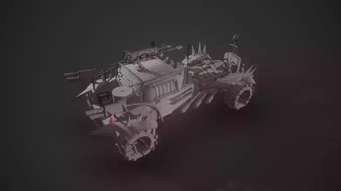 Apocalyptic Car Modular Pack Low-poly 3D model 7