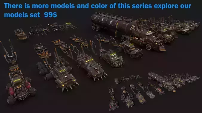 Apocalyptic Truck Modular Pack Low-poly 3D model 4