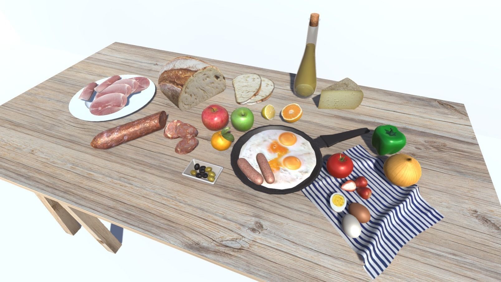 Mediterranian Food 2 Low-poly 3D model_1