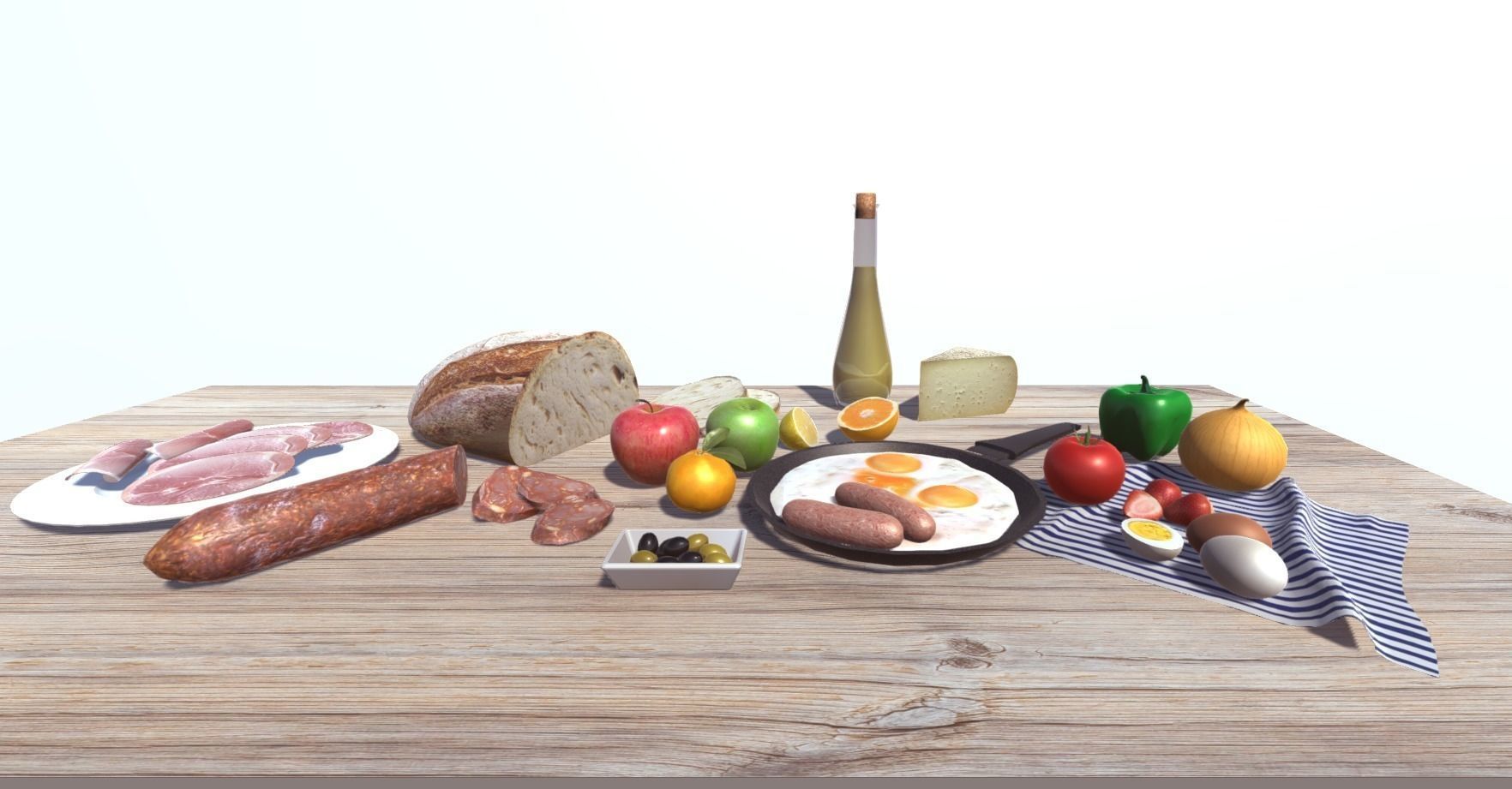 Mediterranian Food 2 Low-poly 3D model_2