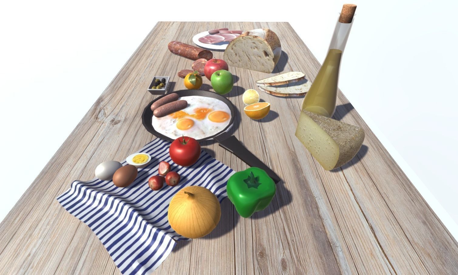Mediterranian Food 2 Low-poly 3D model_5