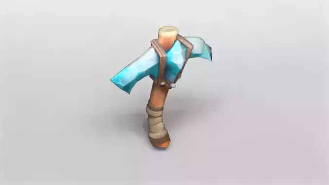 Glacial Shard Pickaxe Stylized Fantasy 3D Model