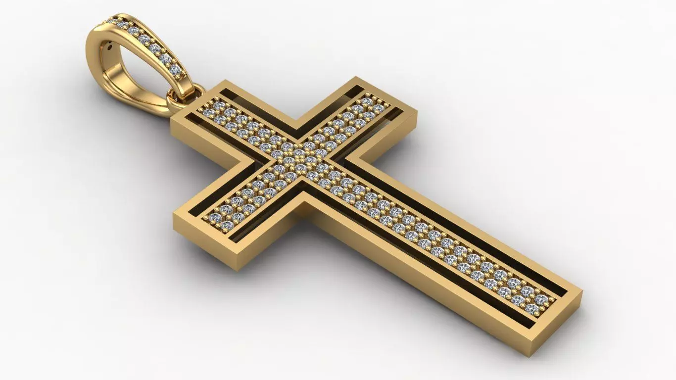 Cross pendant with diamonds 3D print model