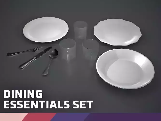 Dining Essentials Set Low-poly 3D model