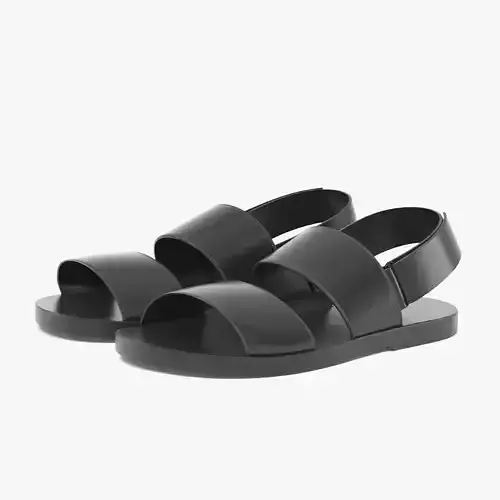  black leather sandals