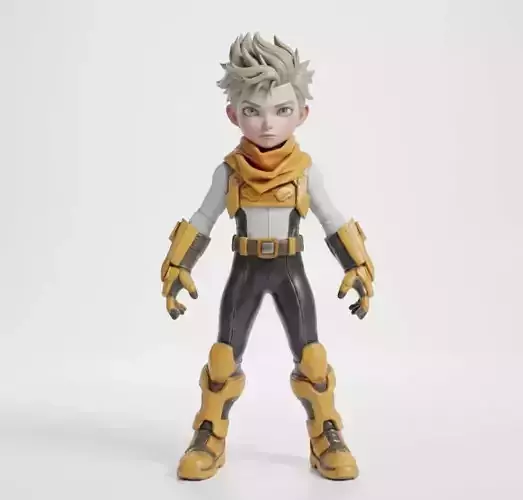 Minty Green Winter Boy - Casual Chibi Character