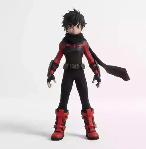 Crimson Shadow Striker - Stylized Tactical Character