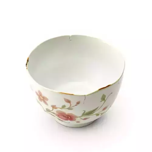 Vintage Floral Ceramic Damaged Bowl