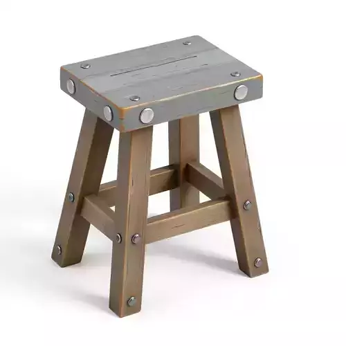 Rustic Wooden Stool with Bolts