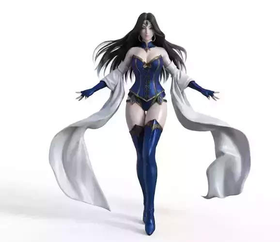 Mystical Blue Sorceress - Stylized Fantasy Character