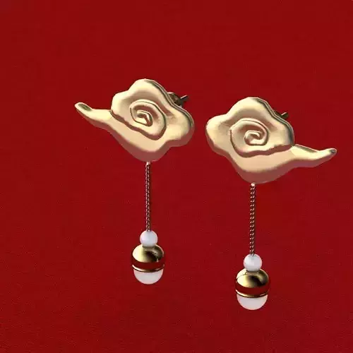 Polished gold  earrings with  pearls