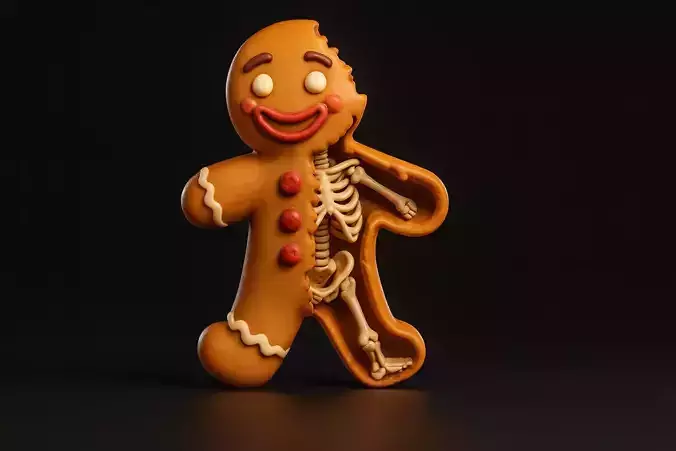 Gingerbread Man Anatomy Creepy and Perfect for Holiday Decor