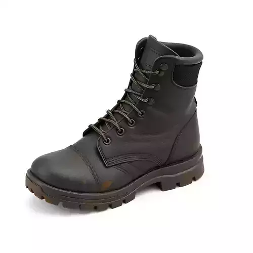Realistic Scuffed Black Combat Boot