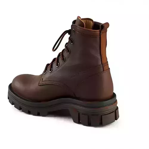 Brown Leather Work Boot 3D Model