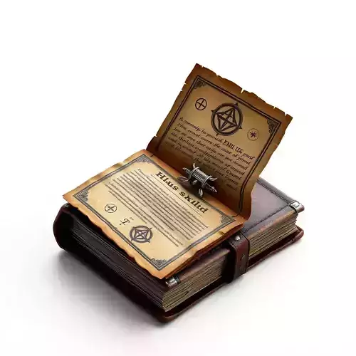Fantasy Magic Spellbook with Scroll