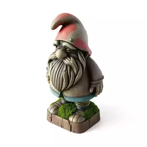 Rustic Garden Gnome Statue with Moss
