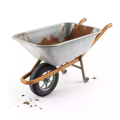 Construction Wheelbarrow Loaded with Soil