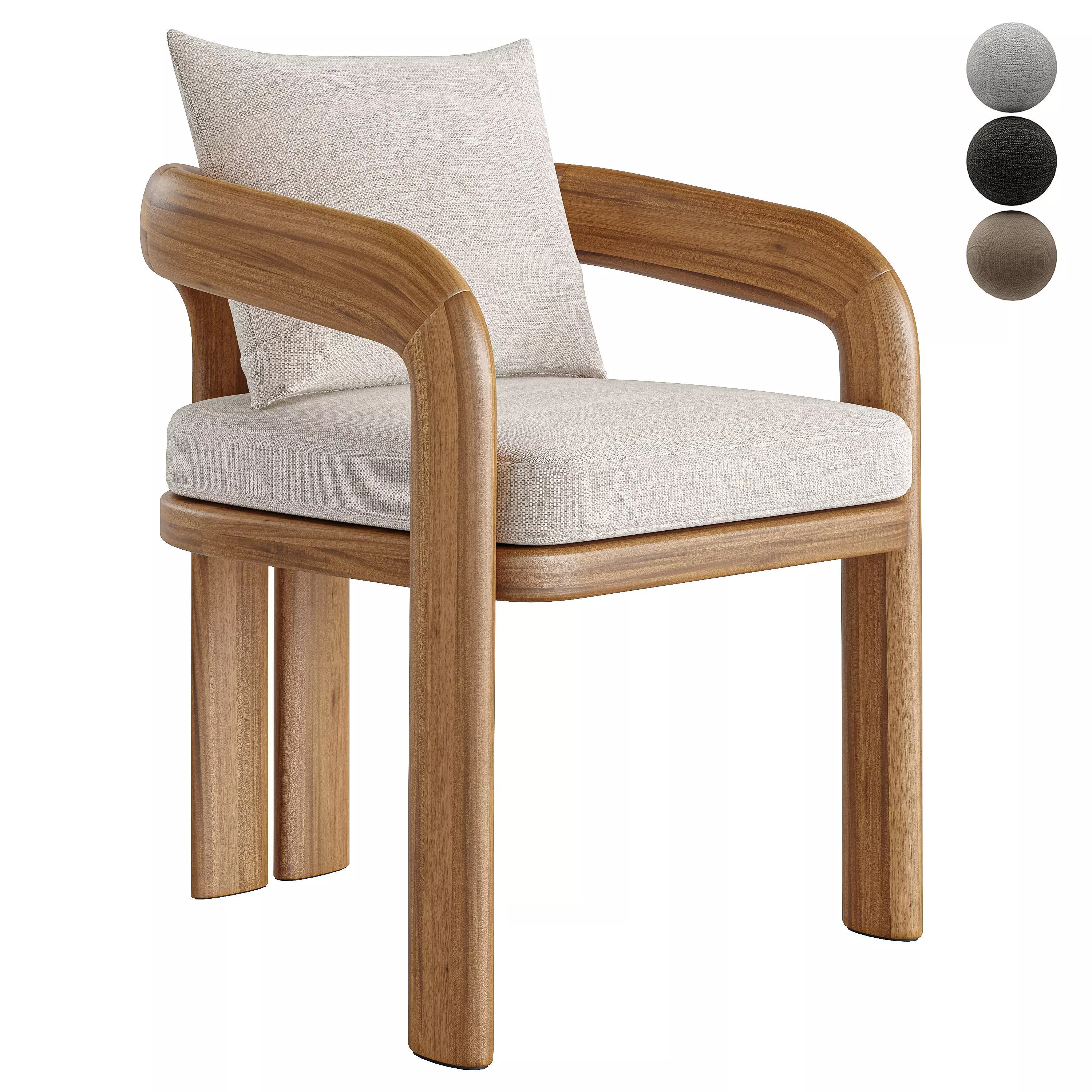 Chloe Teak Dining Chair 3D model