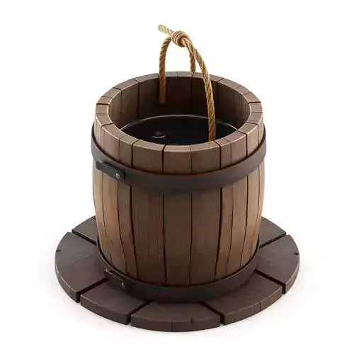 Wooden Well Bucket with Base