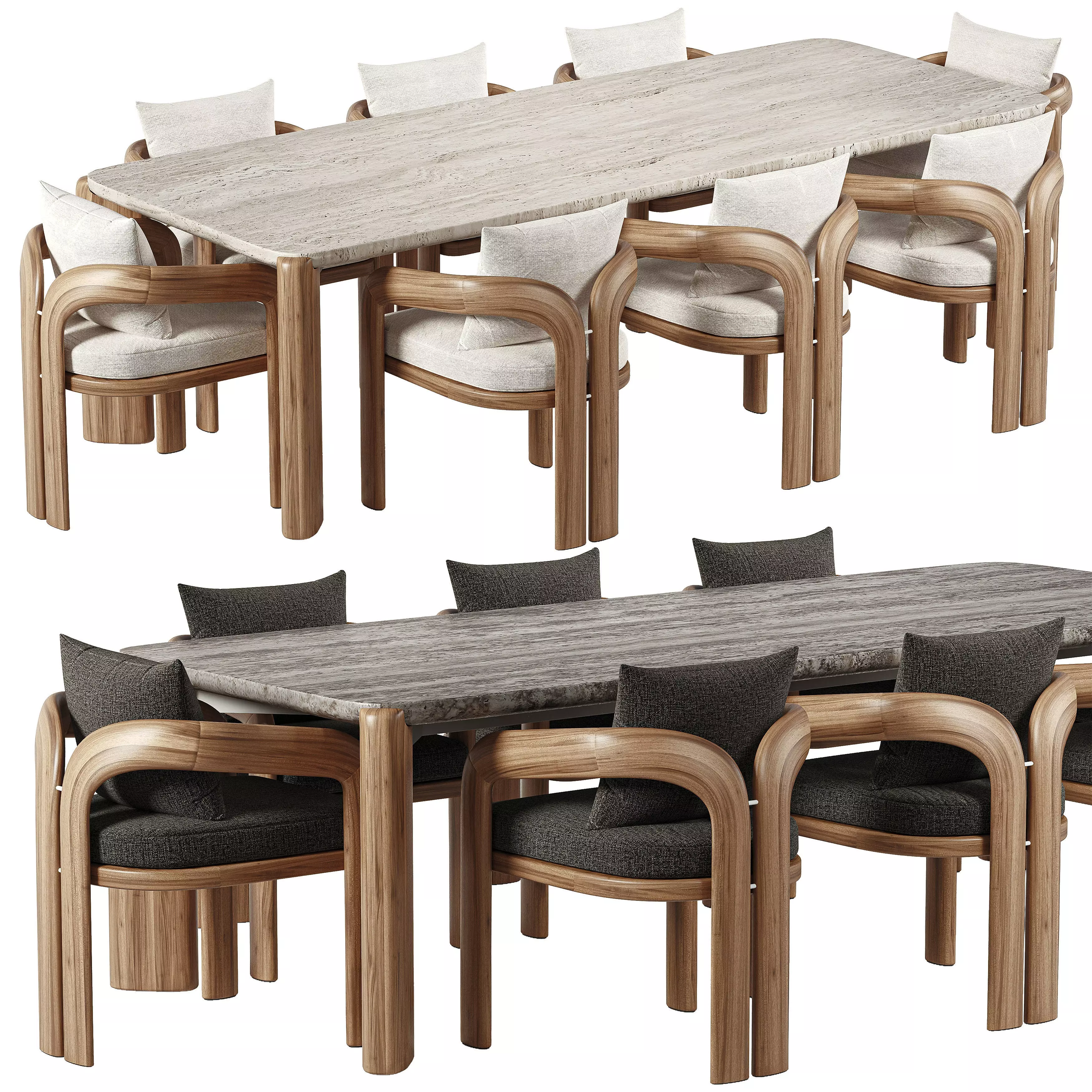 Chloe Teak Dining Chair and Table 3D model