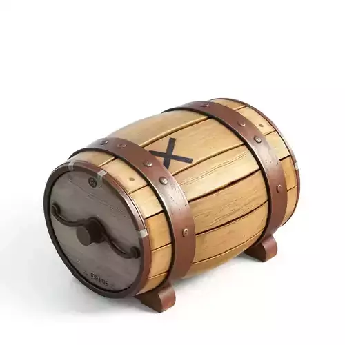 Stylized Wooden Barrel Treasure Chest