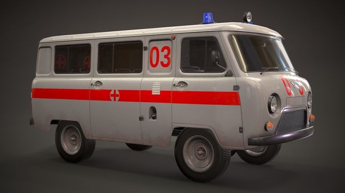 UAZ 452 2206 Ambulance Low-poly 3D model 6