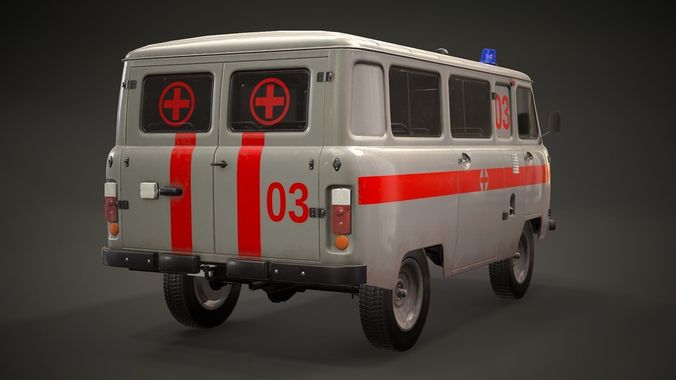 UAZ 452 2206 Ambulance Low-poly 3D model 5