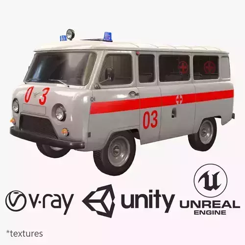 UAZ 452 2206 Ambulance Low-poly 3D model