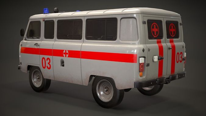 UAZ 452 2206 Ambulance Low-poly 3D model 3