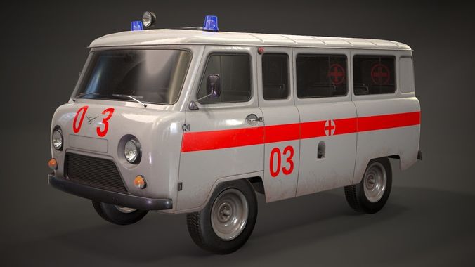 UAZ 452 2206 Ambulance Low-poly 3D model 2