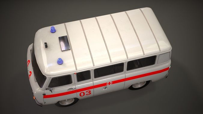 UAZ 452 2206 Ambulance Low-poly 3D model 4