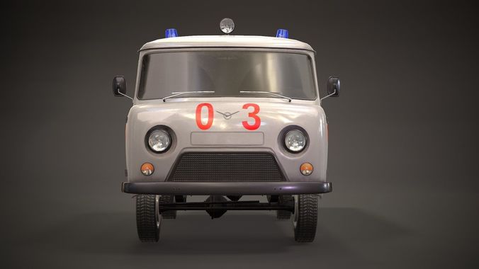 UAZ 452 2206 Ambulance Low-poly 3D model 7