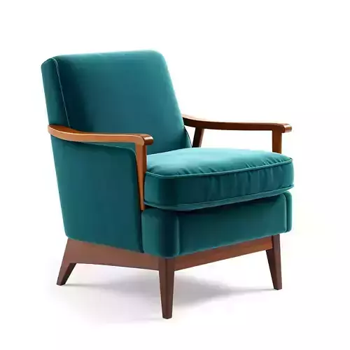 MidCentury Modern Teal Velvet Armchair