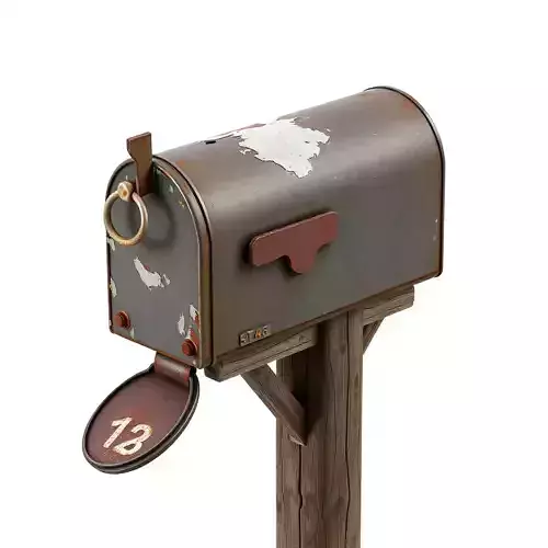 Weathered Mailbox on Wooden Post