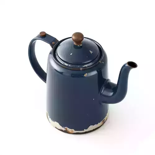 Vintage Blue Enamel Distressed Kettle