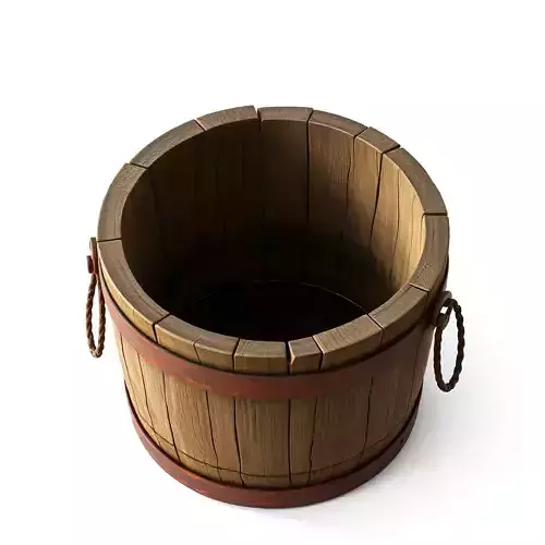 Rustic Wooden Bucket with Handles