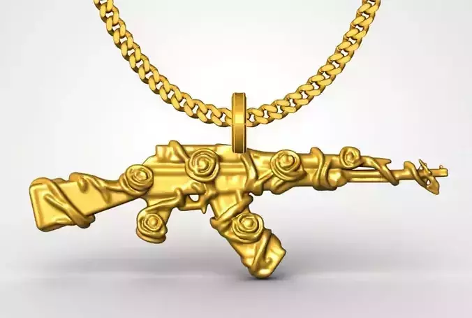 Gun pistol pendant charms - one inch pendant 3D print model
