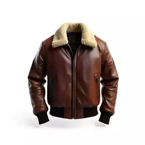Brown Leather Bomber Jacket