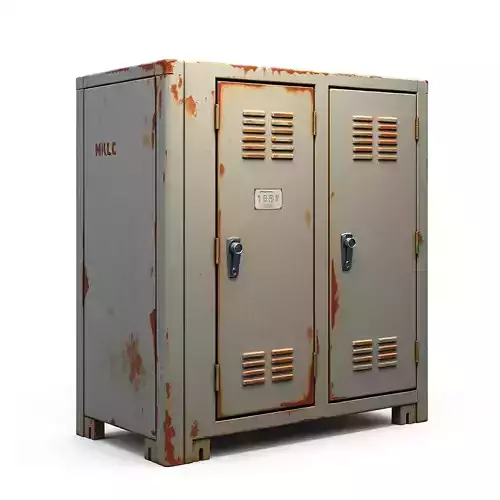 Weathered Industrial Metal Storage Locker