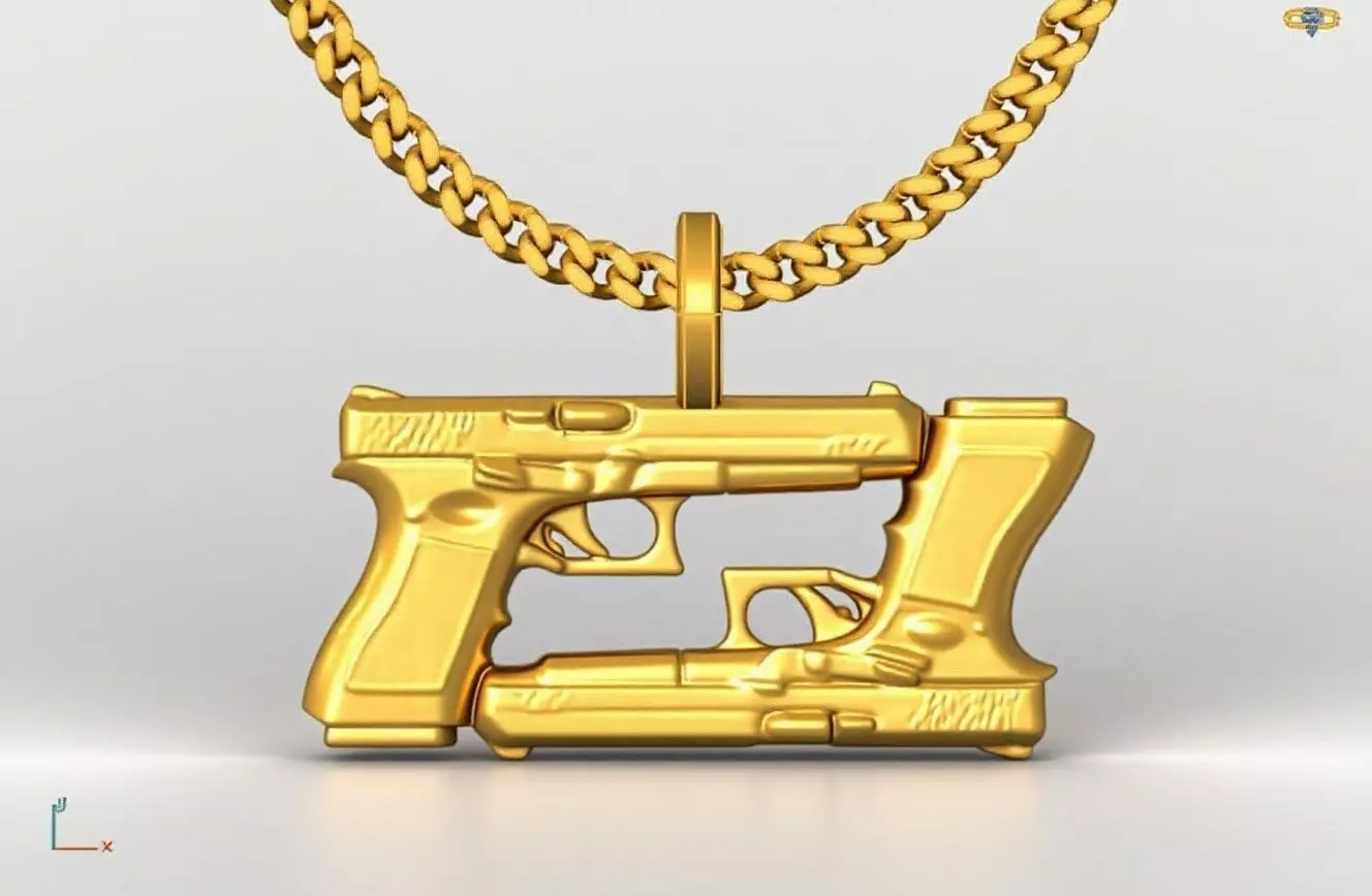 Dobule Gun pendant charms - one inch pendant 3D print model 3D print model