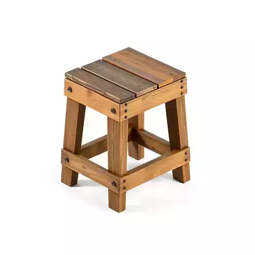 Rustic Wooden Stool Prop