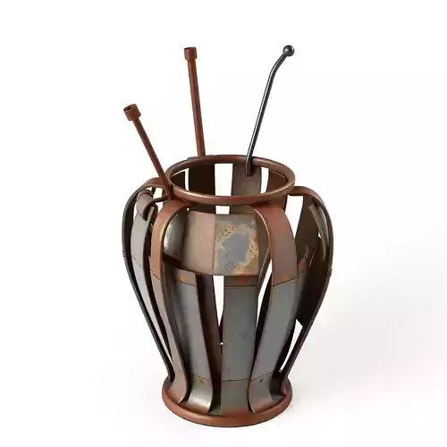 Rusty Metal Industrial Vase Prop