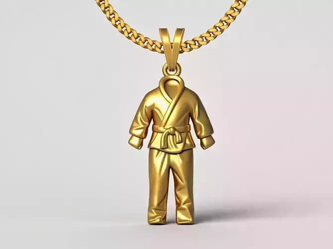 karate suit pendant charms - one inch pendant 3D print model