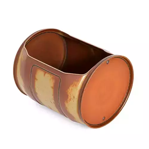 Rusted Cut Metal Barrel Planter