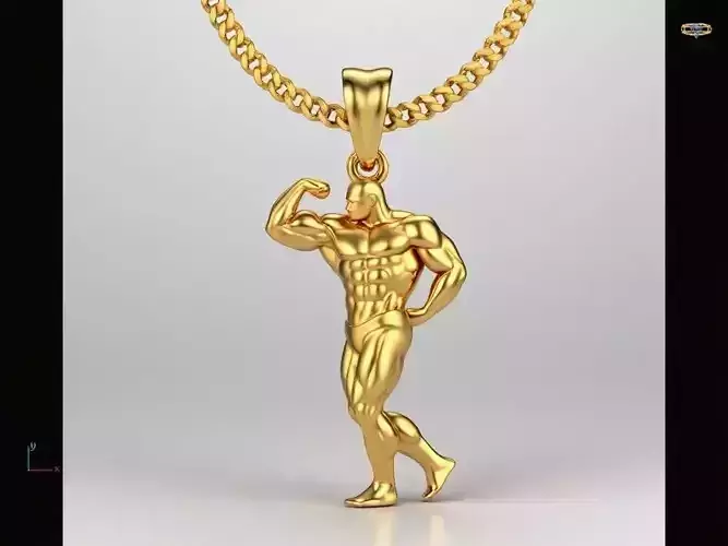 Body builder pendant charms - one inch pendant 3D print model